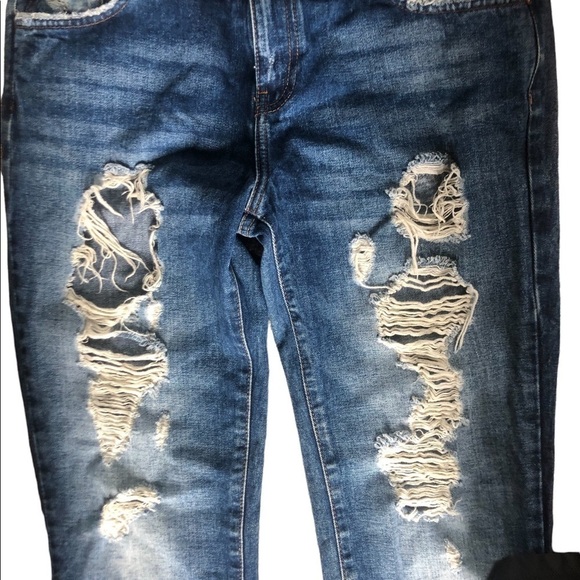 Zara Trafaluc Destroyed Jeans Skinny Mid Rise Size 6 EU 38 100% Cotton Stretch - Picture 2 of 7